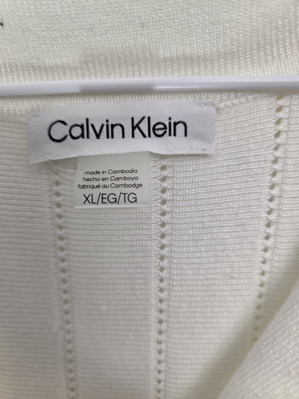 Calvin Klein Men's White Knit Crew Sweater - XL